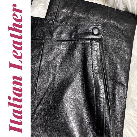 VINTAGE Y2K ITALIAN LEATHER STRAIGHT LEG SIDE ZIP PANTS BLACK,‎  28 X 30 - Picture 5 of 8
